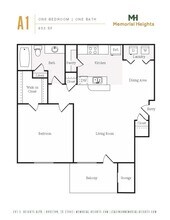 One bedroom A1 2136 floor plan